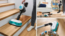 BCS71HYG1 cleans stairs, under low furniture and around toys with the flexible mop head.