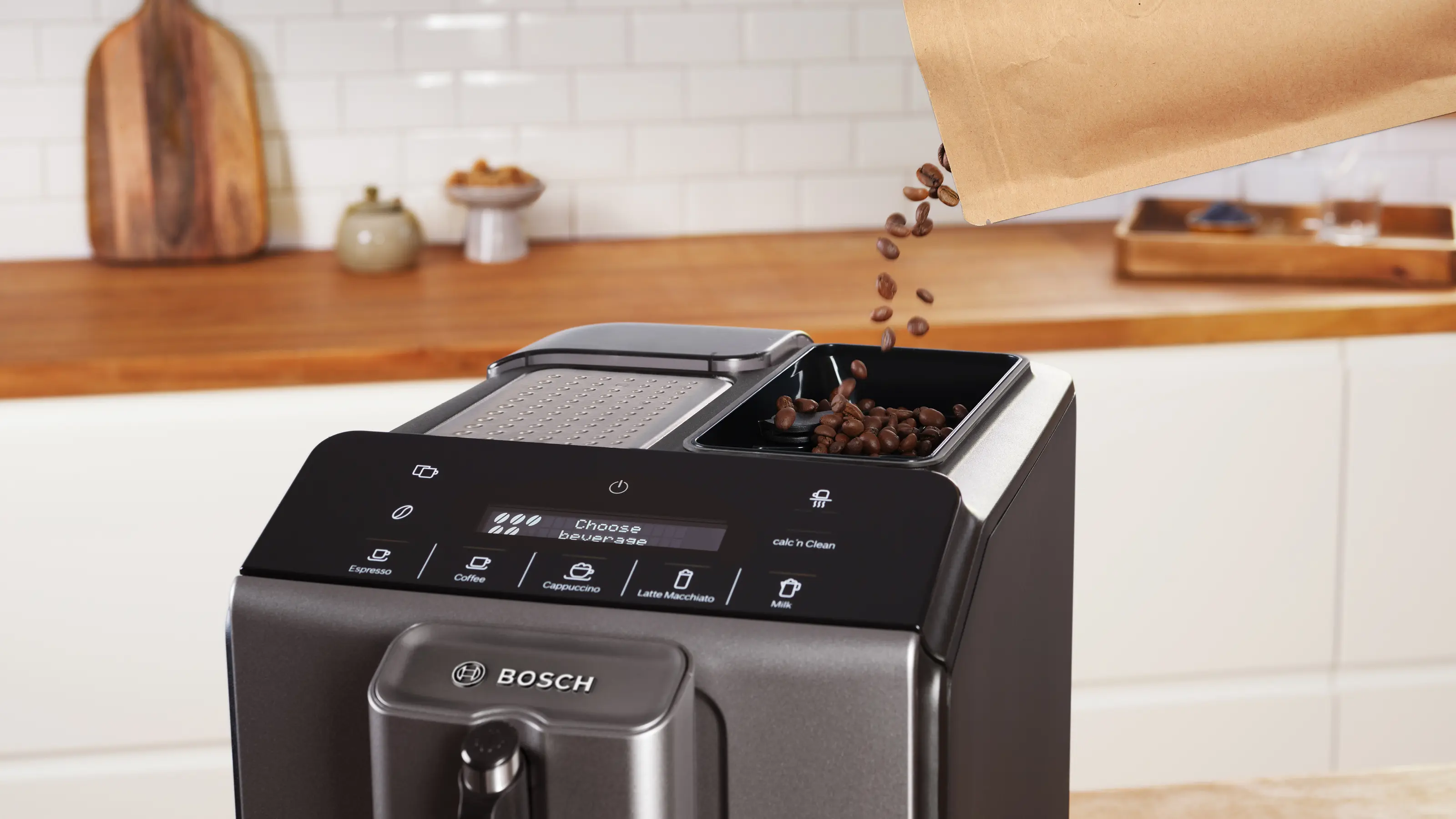 Bosch TIE20504 Series 2 VeroCafe Fully Automatic Coffee Machine Diamond Titanium Metallic product view 3