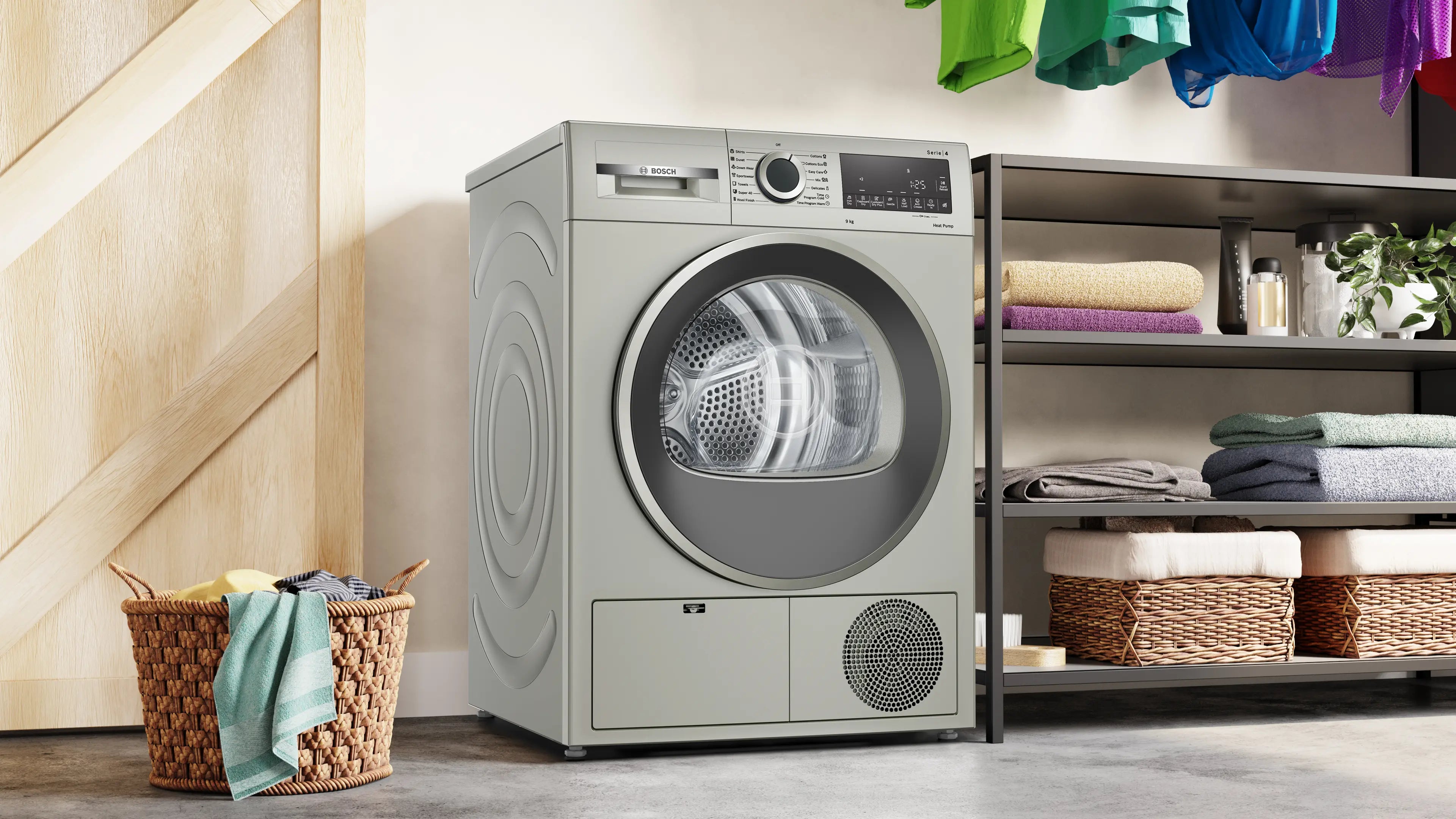 Bosch WQG1420XME heat pump tumble dryer in silver inox - alternate product view