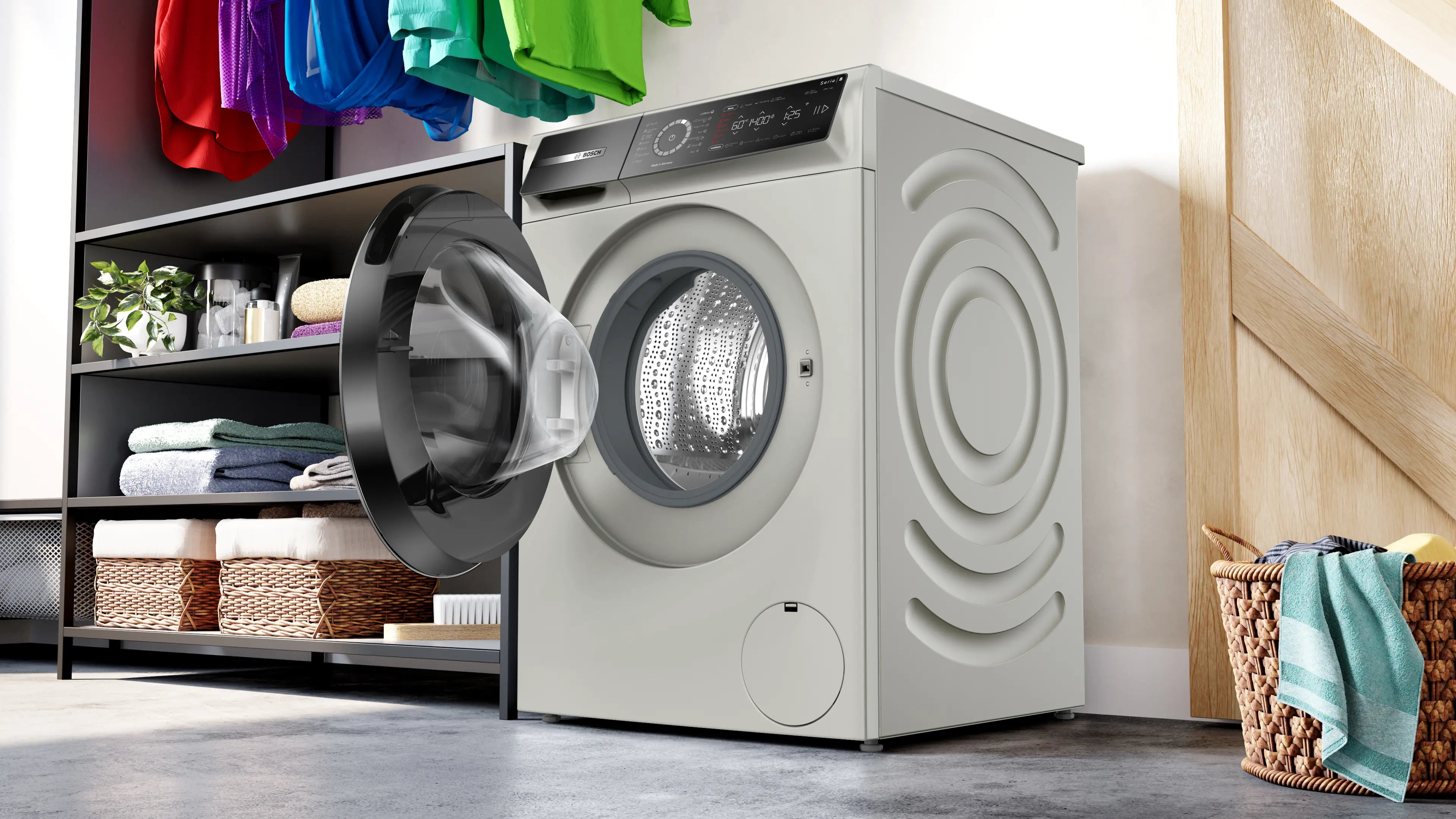 Bosch WGB2440XME front-loading washing machine in silver inox - product detail view