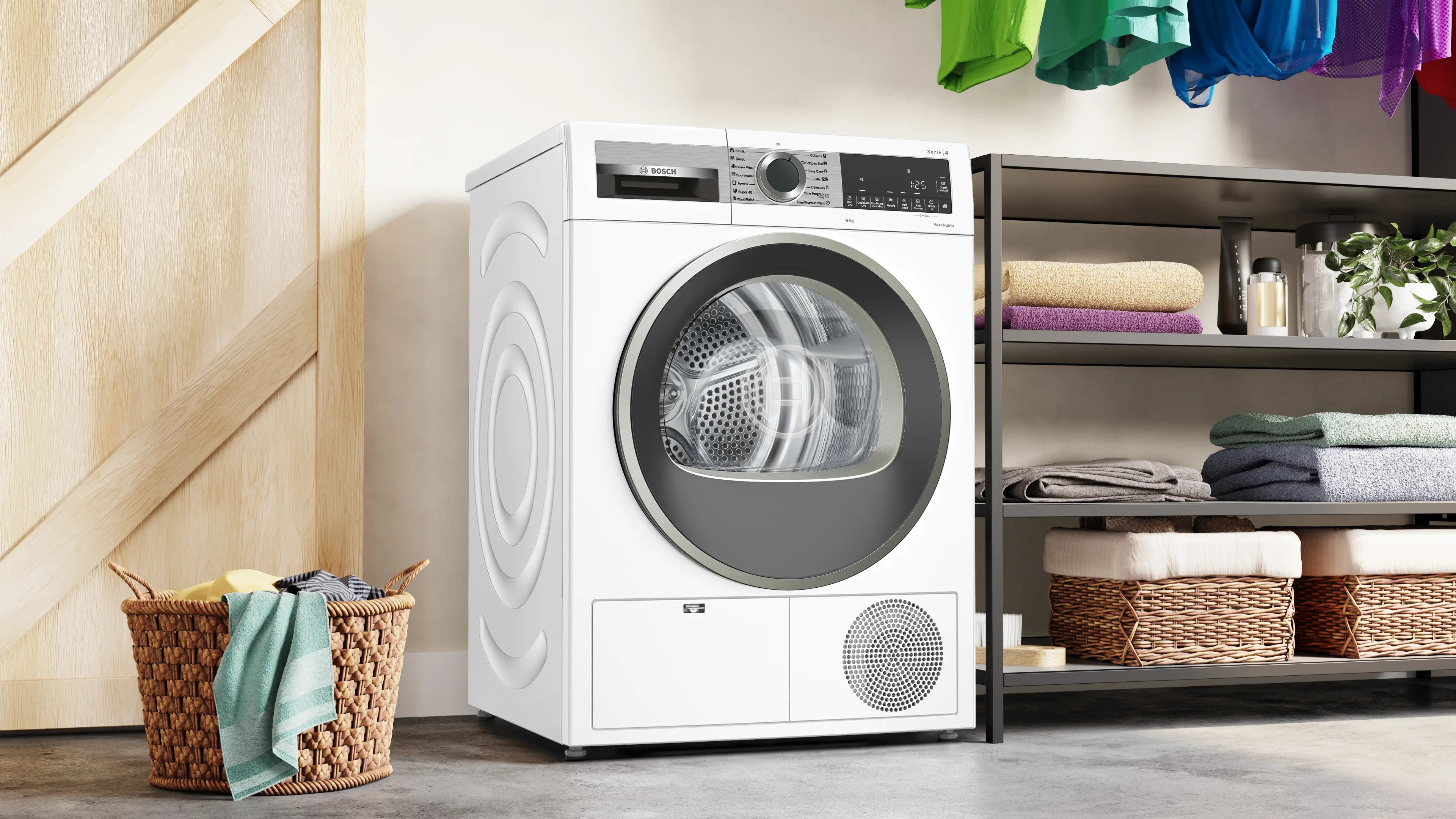 Bosch WQG1420AME heat pump tumble dryer in white - alternate product view
