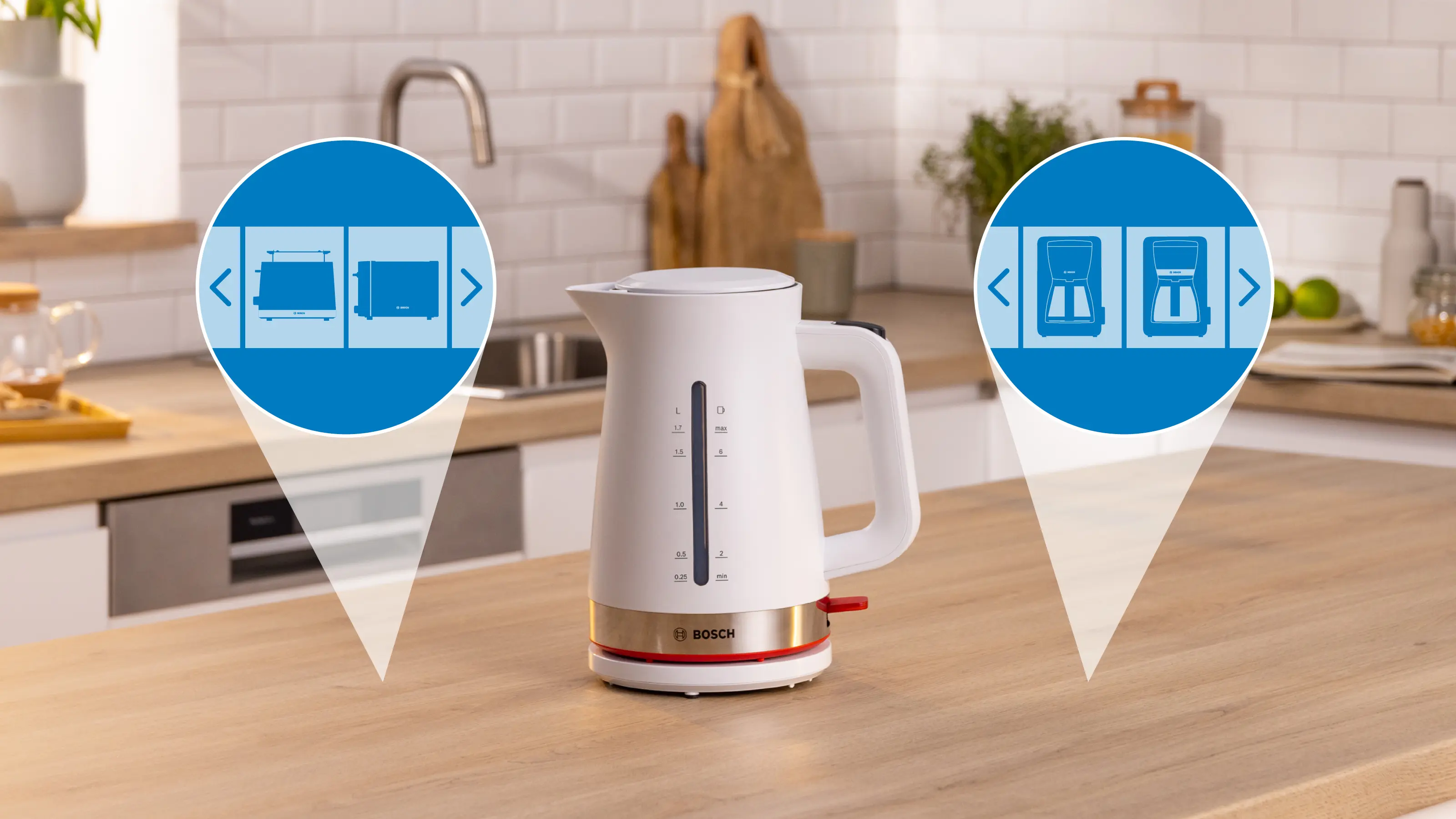 Bosch TWK4M221 MyMoment Water Kettle 1.7L 2400W White product view 3