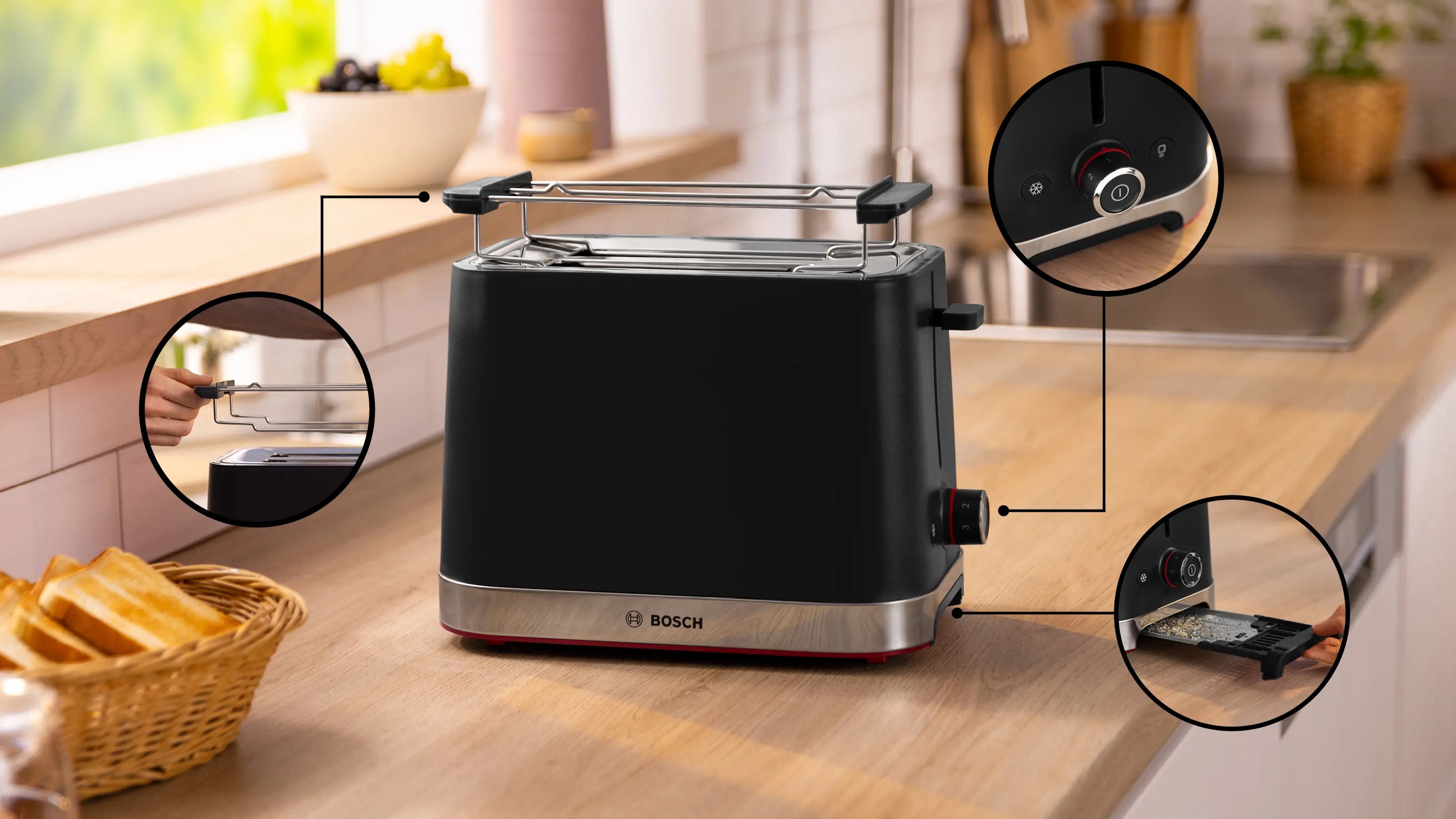 Bosch TAT4M223 MyMoment Toaster 800-950W Black product view 5