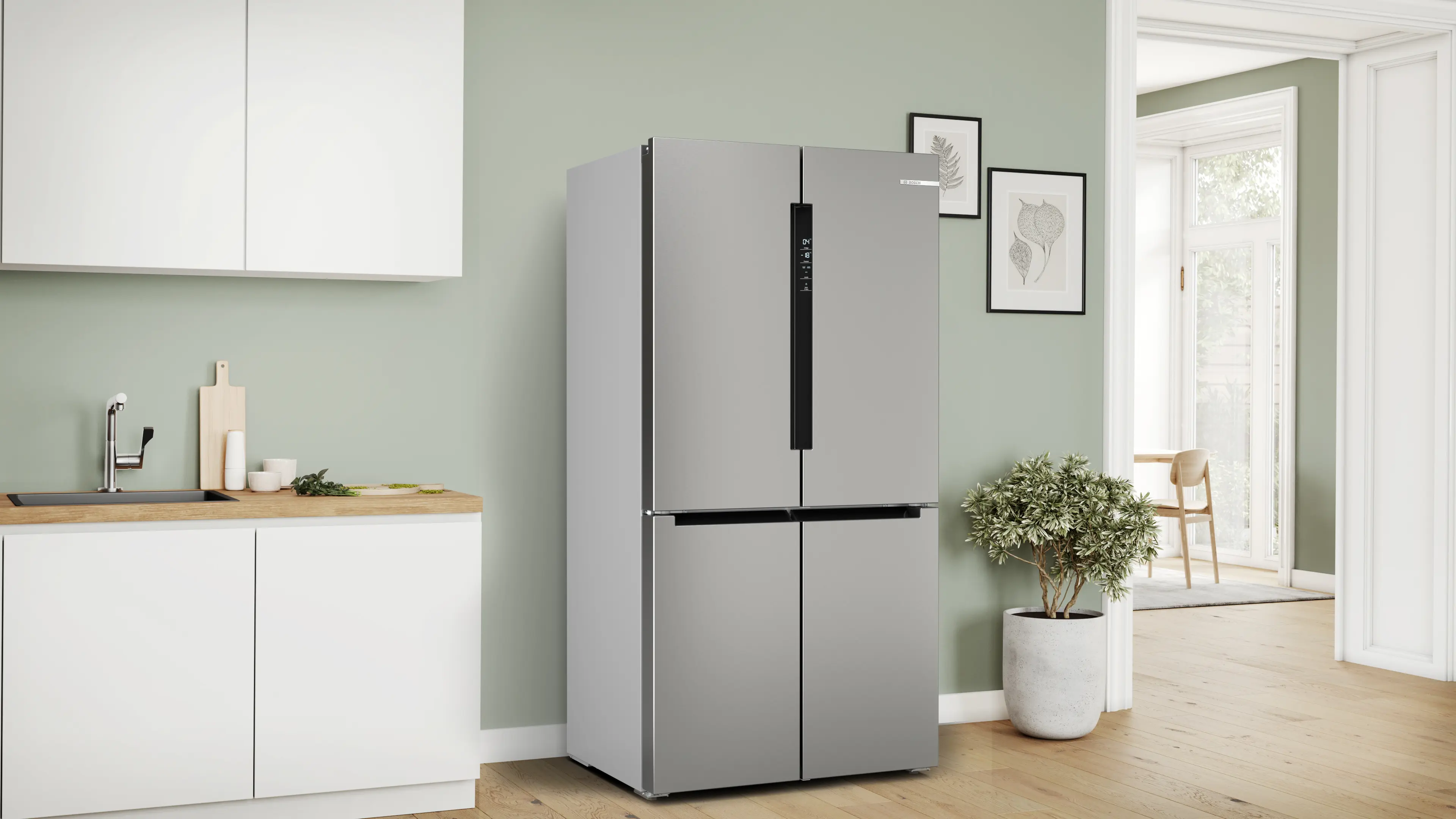 Bosch KFN96VPEA 4Door Fridge 90.5cm 605lit Series 4 Brushed S.Steel