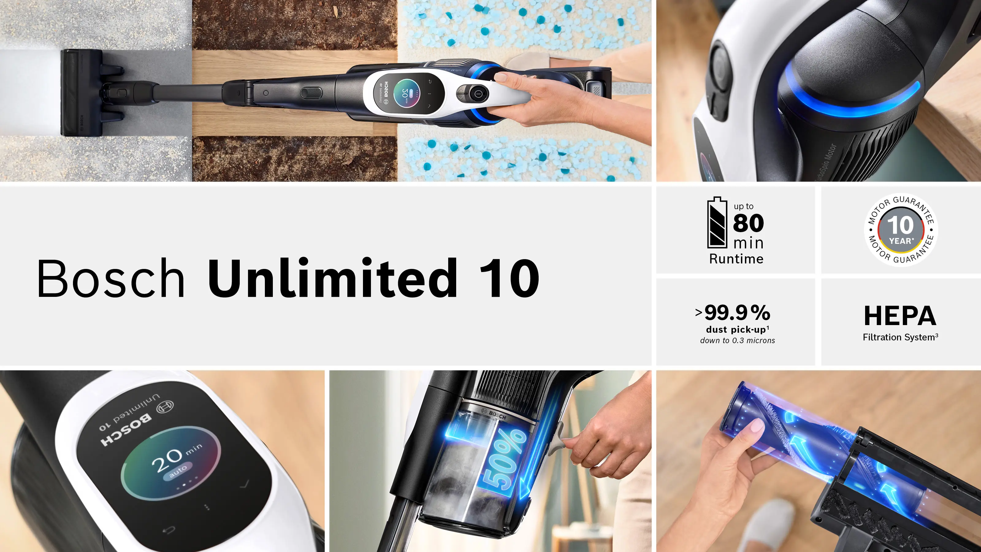 Bosch BCS1041WAC Unlimited 10 Series 10 - Intelligent Smart-Sensing Cordless Vacuum product view 11