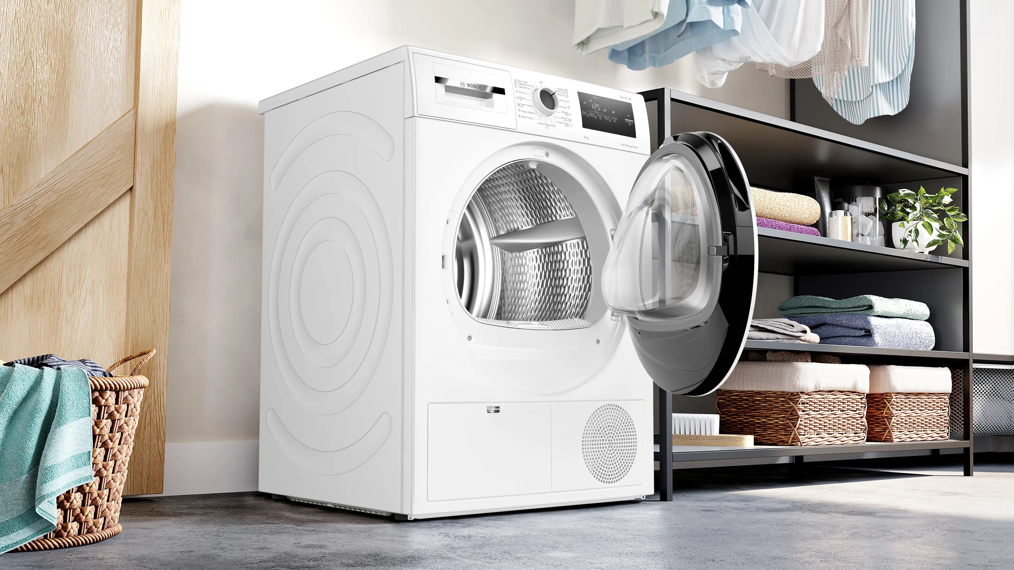 Bosch WTN86211ME Series 4 dryer, control panel and programme selector detail