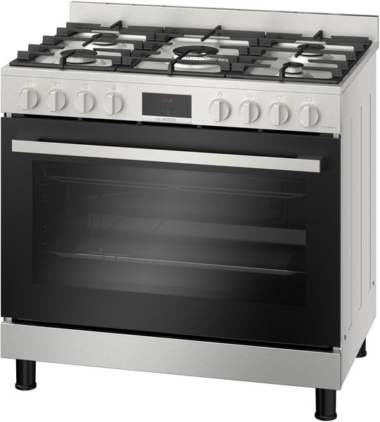 Bosch HGP3FSV50Q Serie 6 Freestanding Gas Cooker 90 cm 125L Stainless Steel with LED Display Control