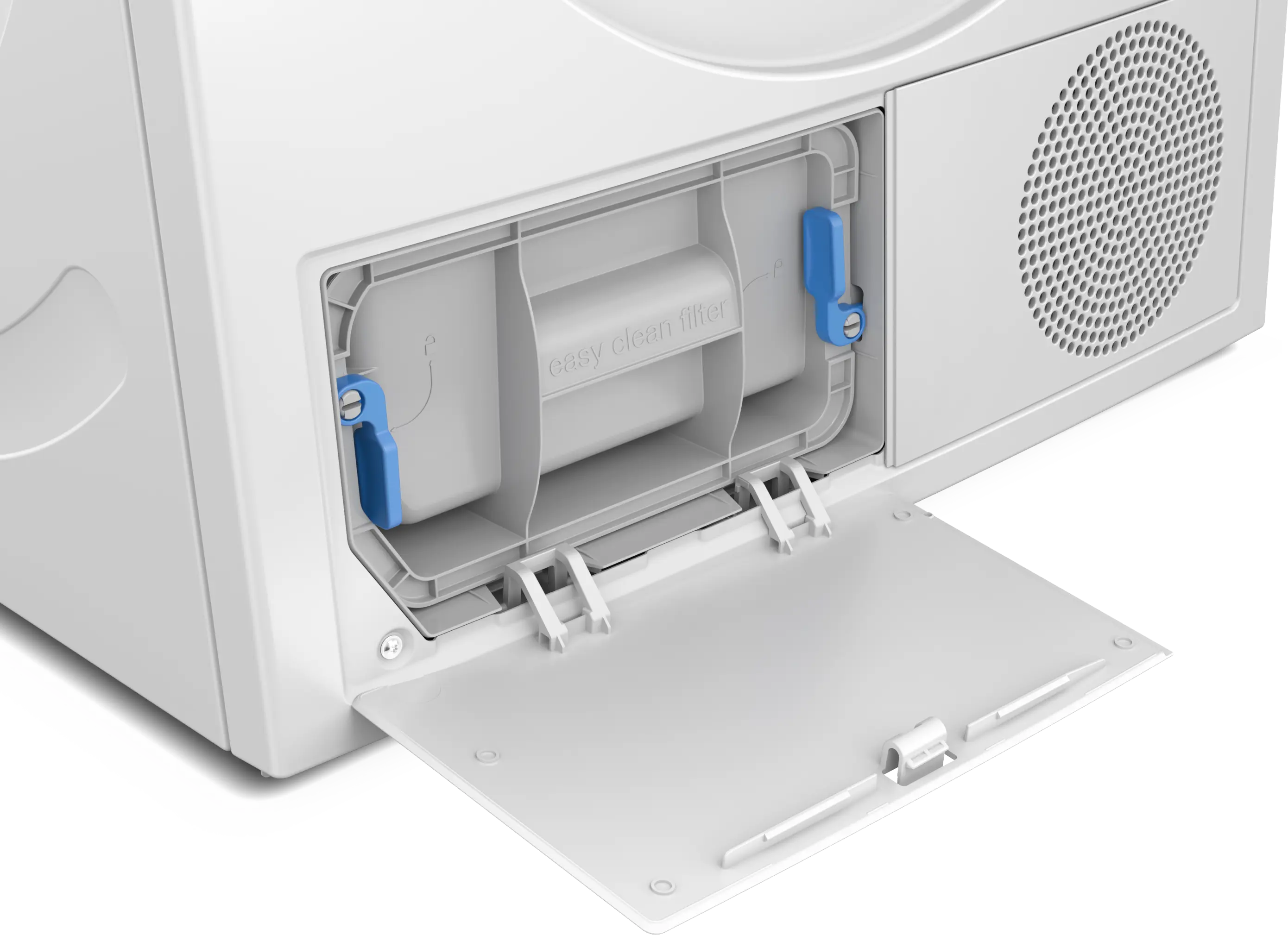 Bosch WQG1420AME filter compartment open for cleaning
