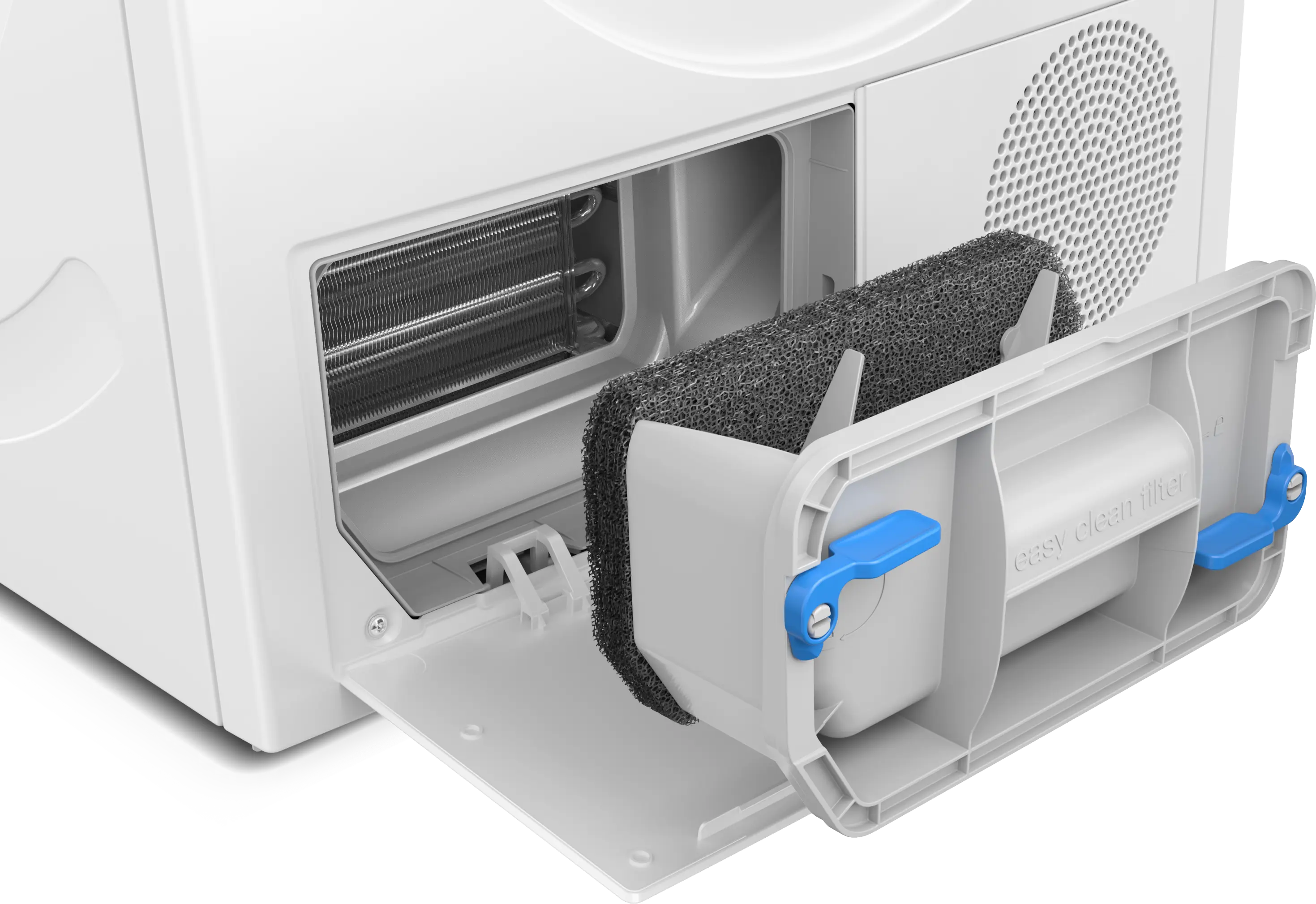 Bosch WQG1420AME filter compartment open for cleaning