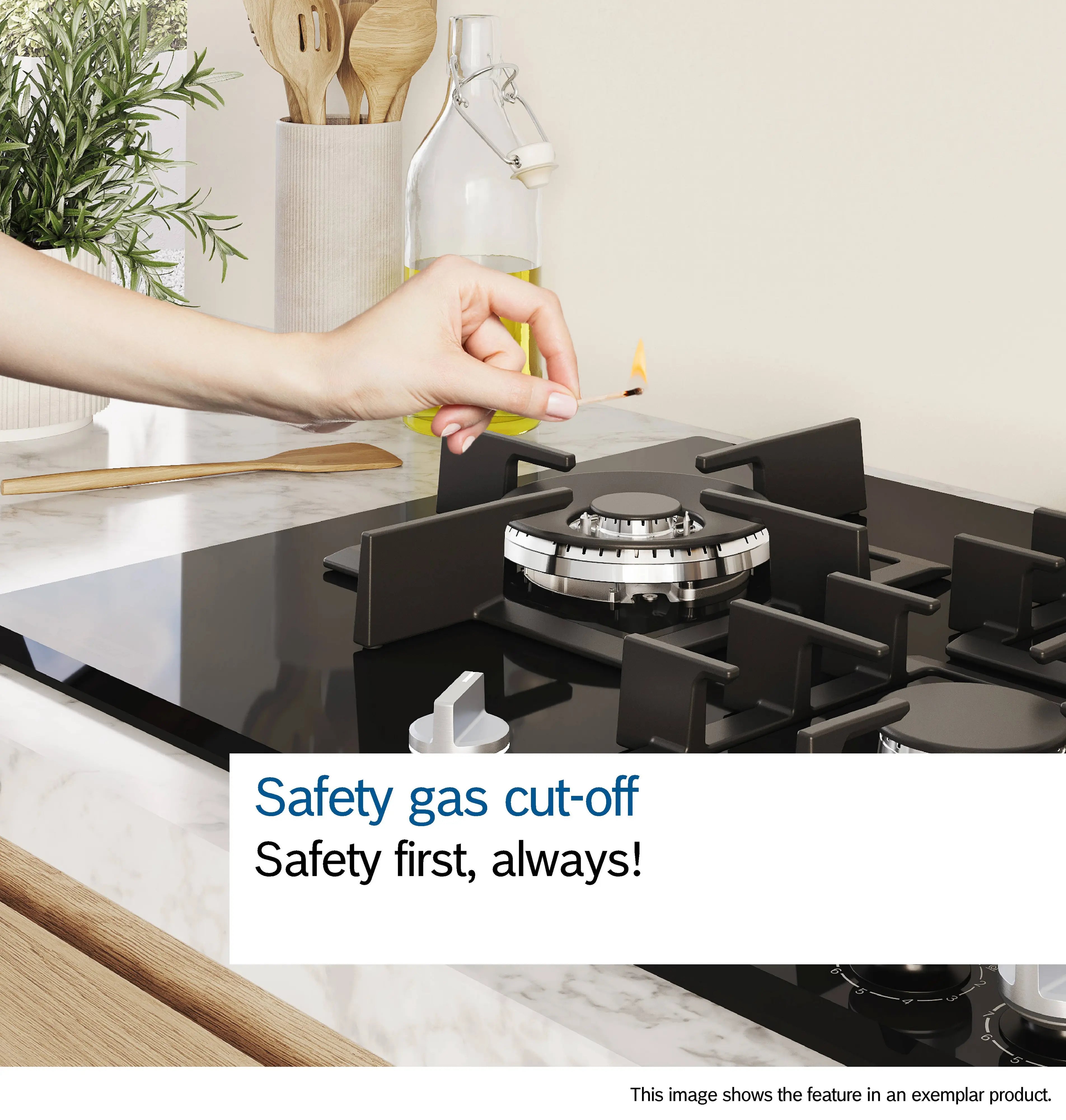 Bosch PPM9A6I40 Full Safety automatic gas cut-off feature graphic