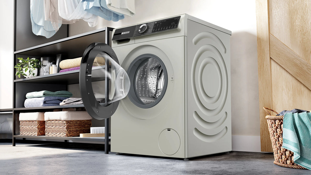 Bosch WGK264ZXME front-loading washing machine with door open and drum visible