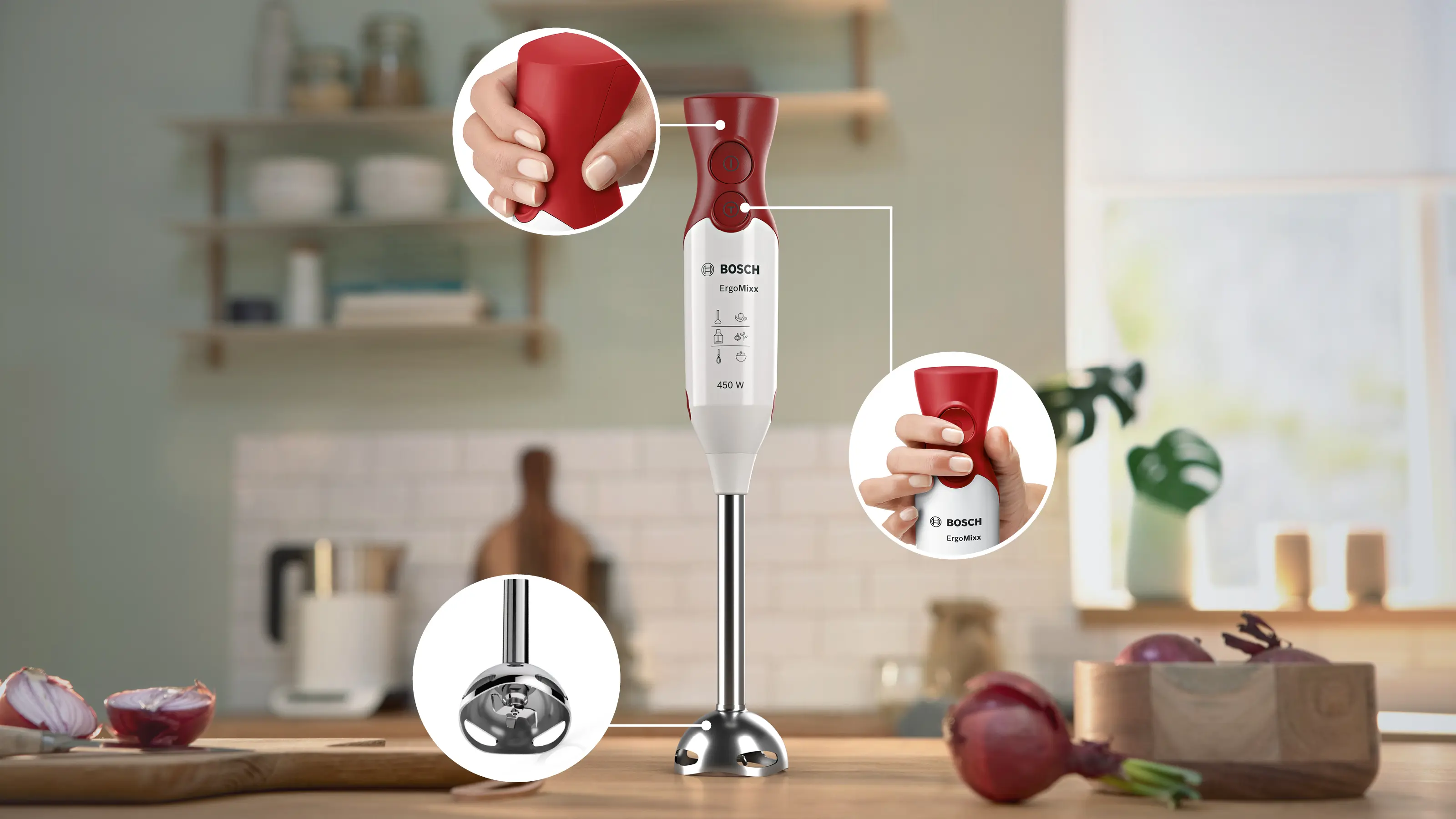 Bosch MSM64110 ErgoMixx Hand Blender 450W White Red product view 11