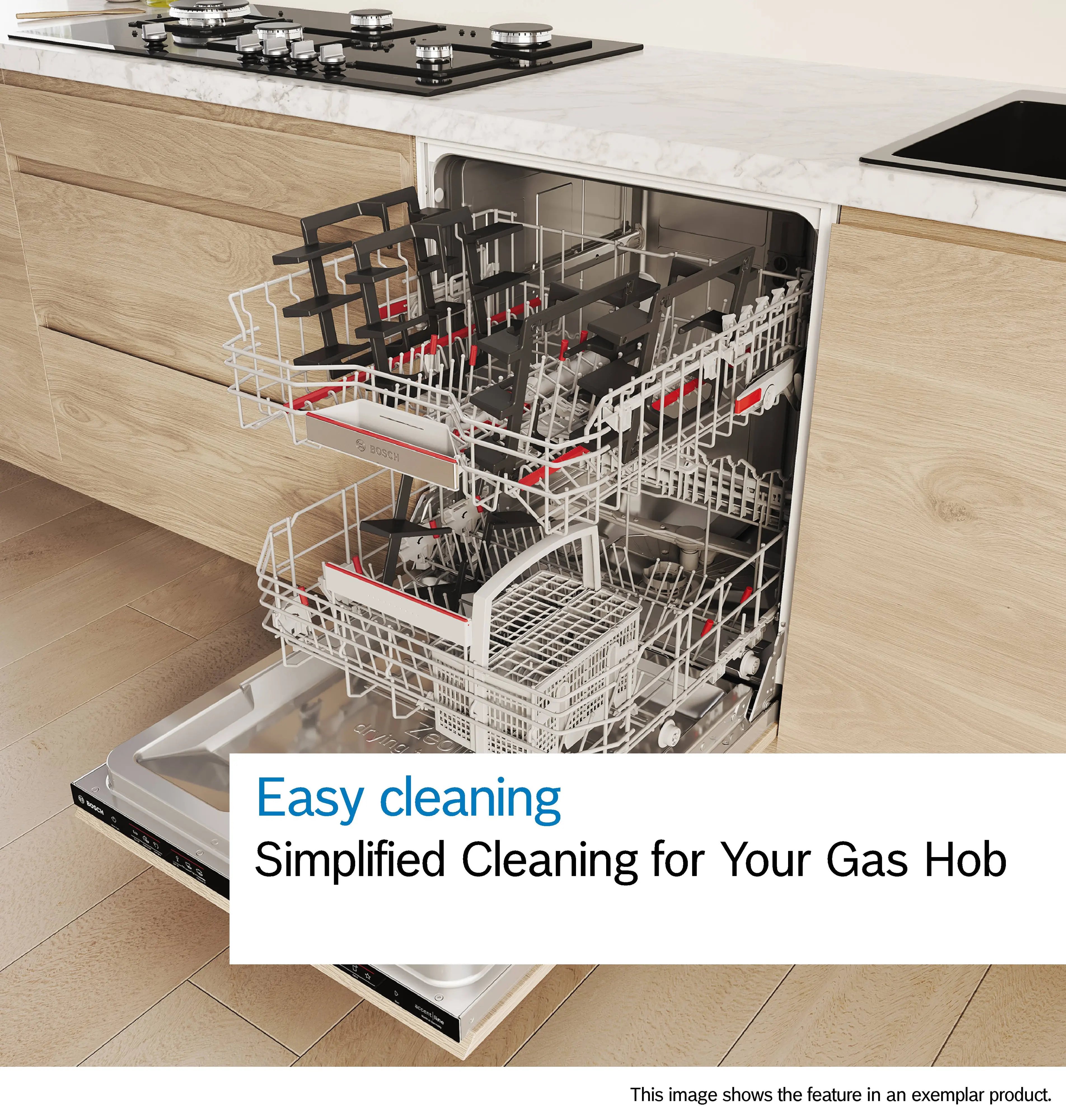Bosch PPM9A6I40 easy-clean gas hob feature graphic