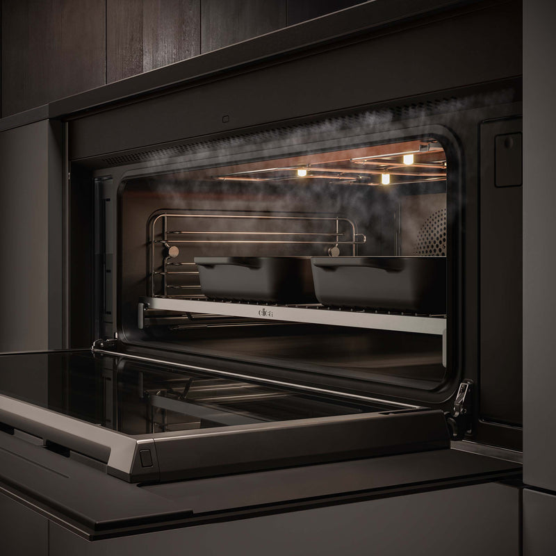Induction Hob+Hood+Oven Combi Steam 90cm 1200m3/h 63Lit A+ Black