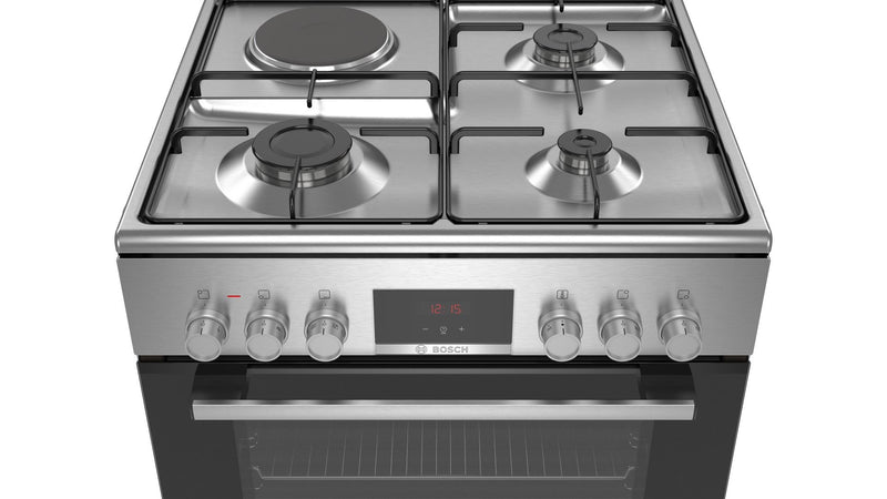 Bosch HXC39AG51Q Freestanding Dual Fuel Cooker Serie6 60cm 66Lit Eco Clean S.Steel