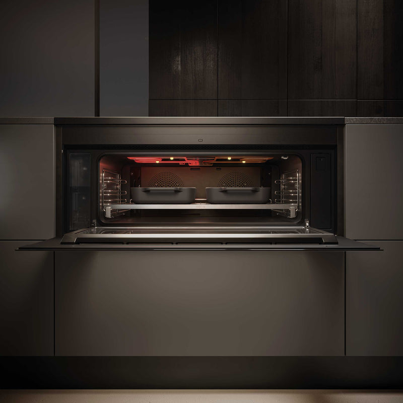 Induction Hob+Hood+Oven Combi Steam 90cm 1200m3/h 63Lit A+ Black