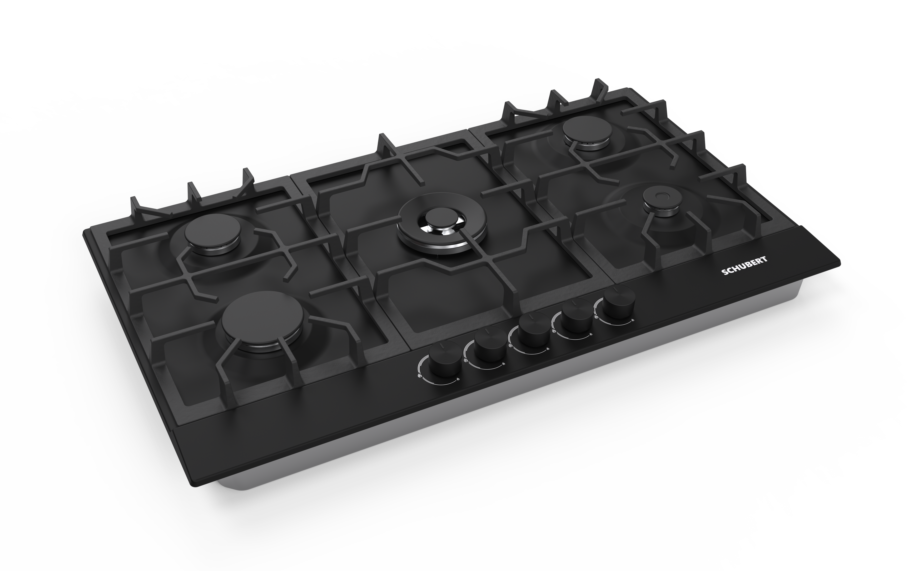 Schubert ORION A9501 EMSSD-O Built-In 90cm Gas Hob Black Matte Metal with Cast Iron Top Grids at Tahboub Appliances