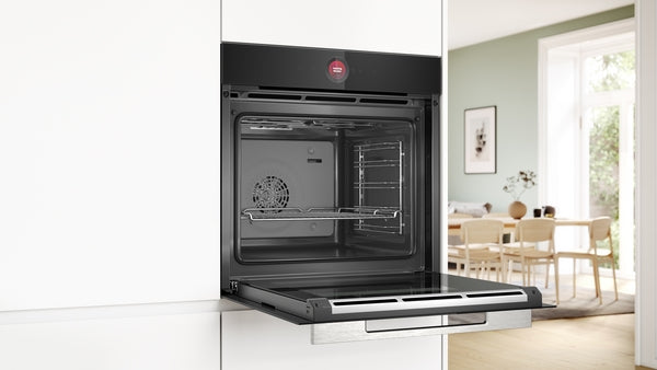 Built in Elec Oven Serie8 60cm 71lit A+ Black+S.Steel Handel