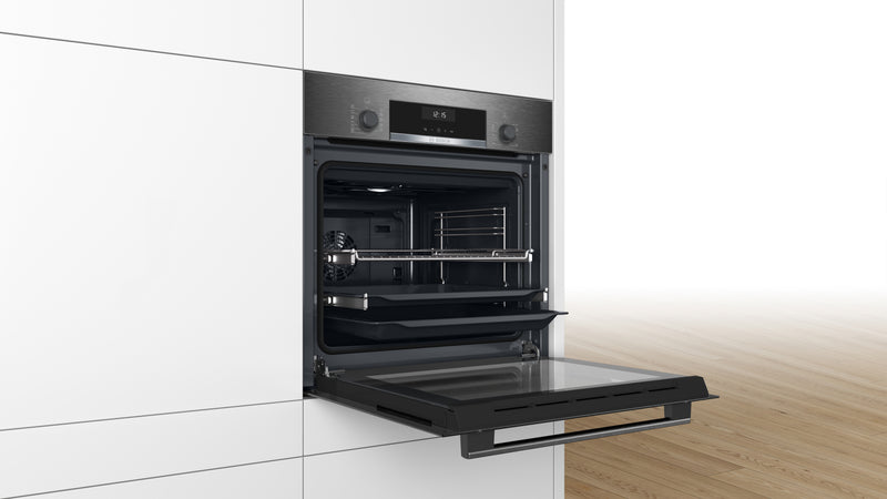 Built In Elec Oven 60cm Serie6 66Lit Hydrolytic Clean Black S.Steel