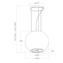 Elica STAR IX/F/47 Suspended Island Cooker Hood 47cm 550M3/H S.SteeL+Glass+Remote 02183/1