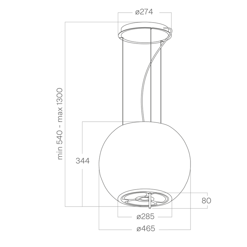 Elica STAR IX/F/47 Suspended Island Cooker Hood 47cm 550M3/H S.SteeL+Glass+Remote 02183/1