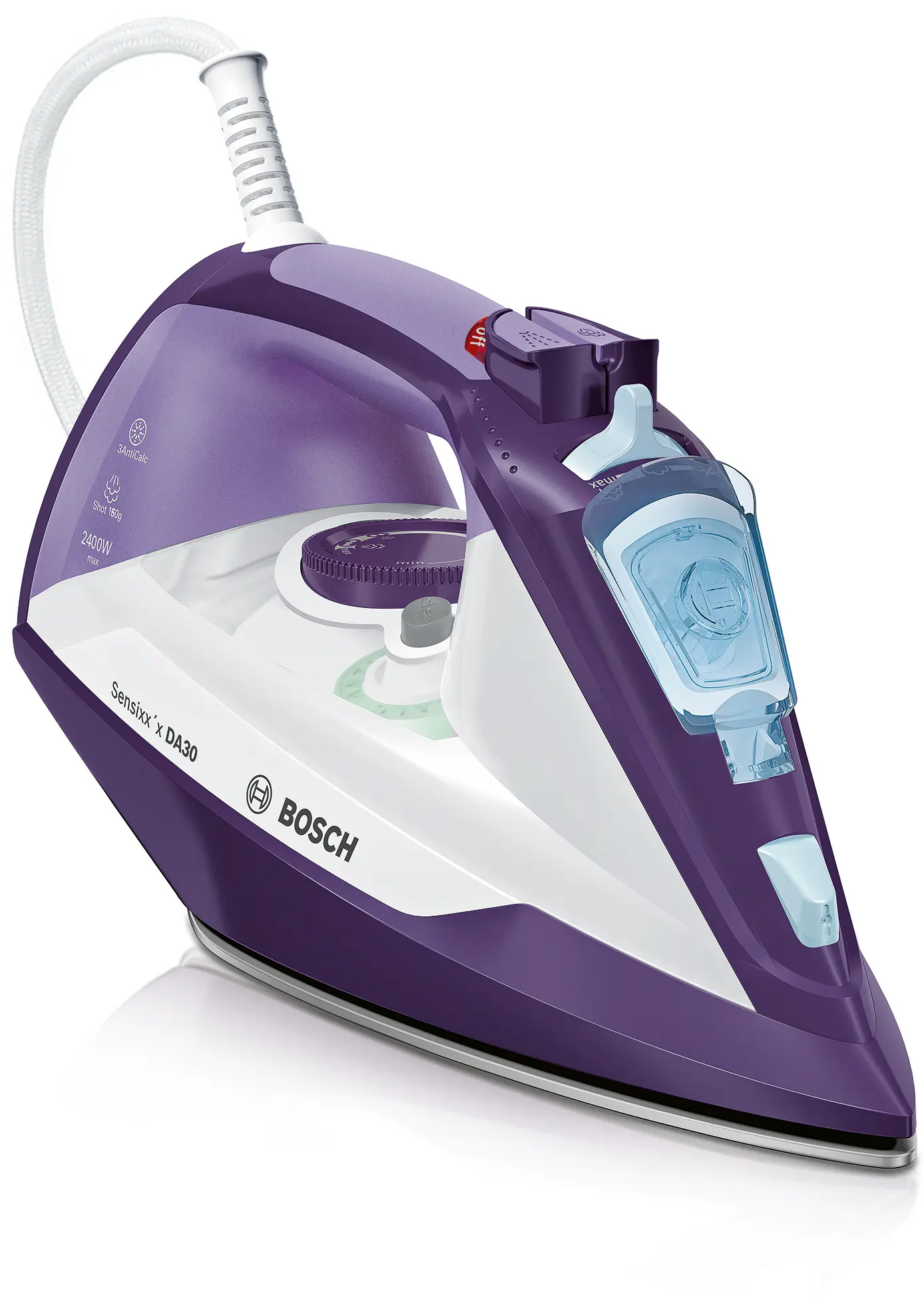 Bosch TDA3026110 Sensixxx DA30 Steam Iron 2600W Purple White product view 3