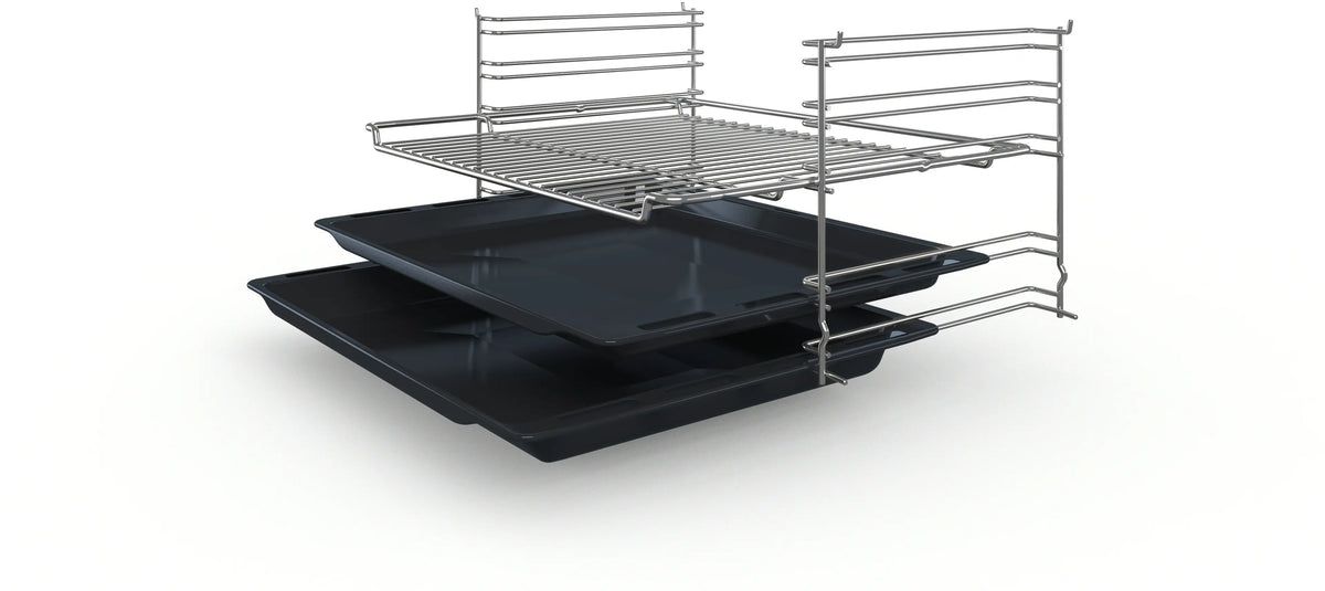 Bosch HGB330E51Q Series 4 gas cooker detailed product view with stainless steel body and gas cooktop