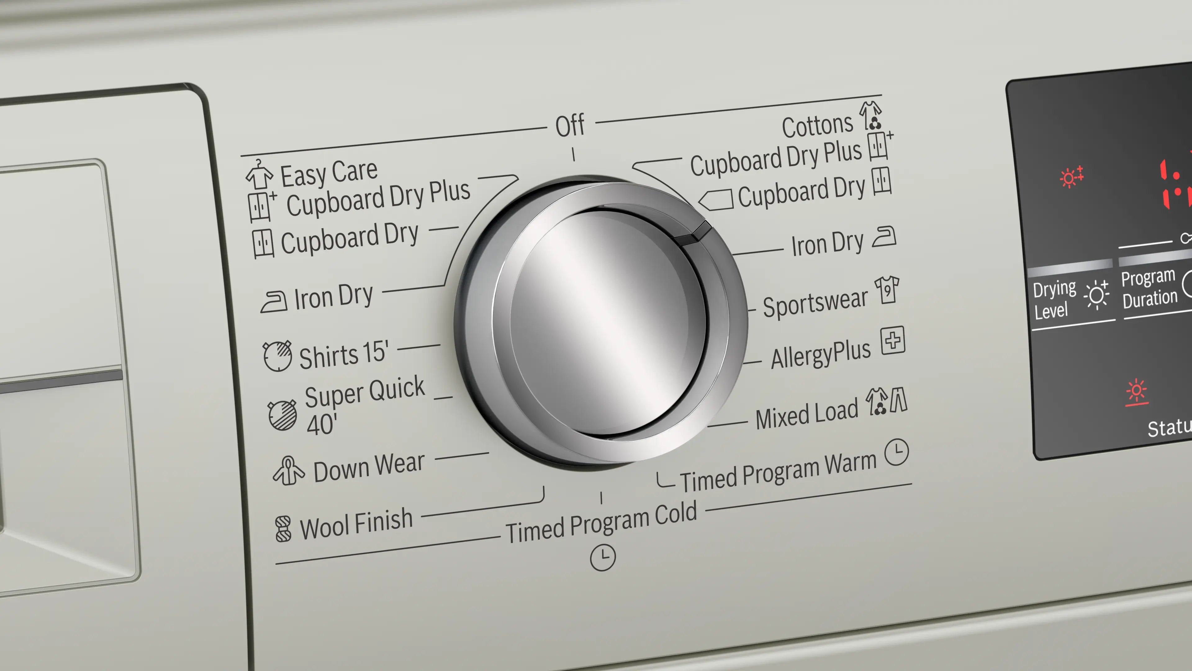 Bosch WTG8641XME condenser tumble dryer in silver inox - side view
