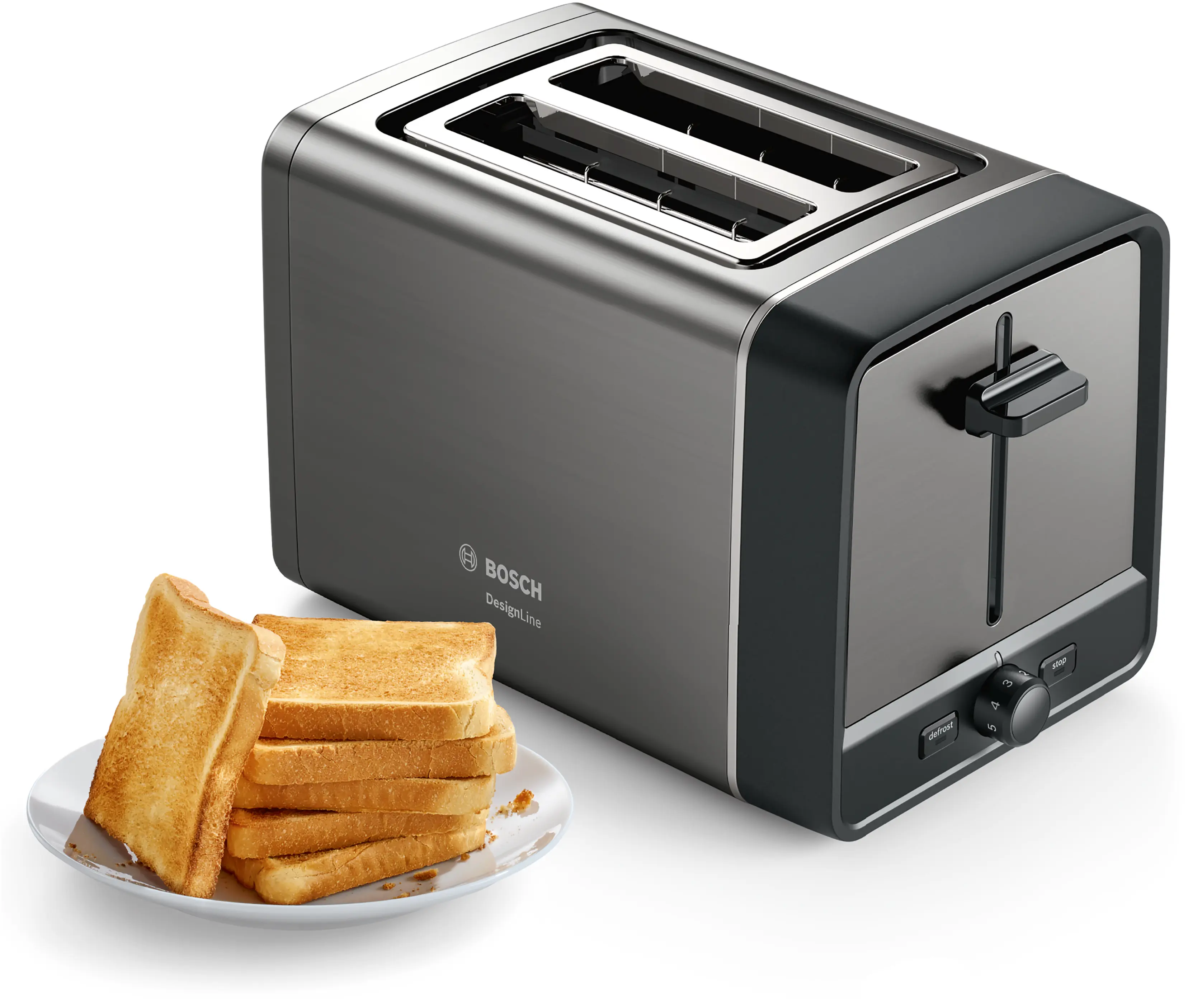 Bosch TAT5P425 Compact Toaster DesignLine 970W Graphite