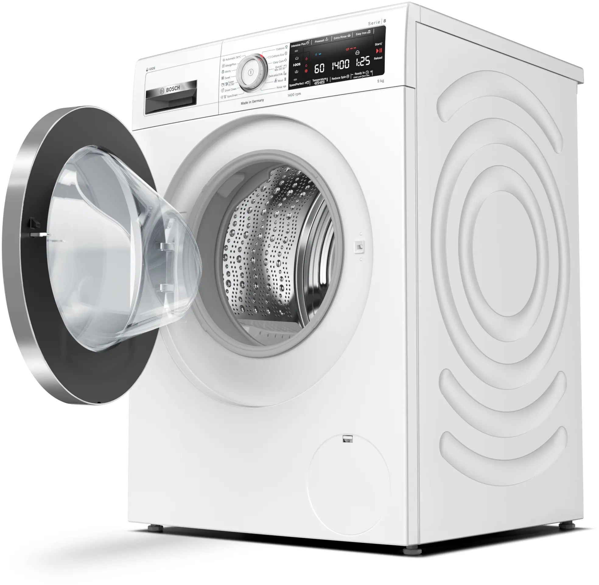 Bosch WAV28K90ME front-loading washing machine in white - product detail view