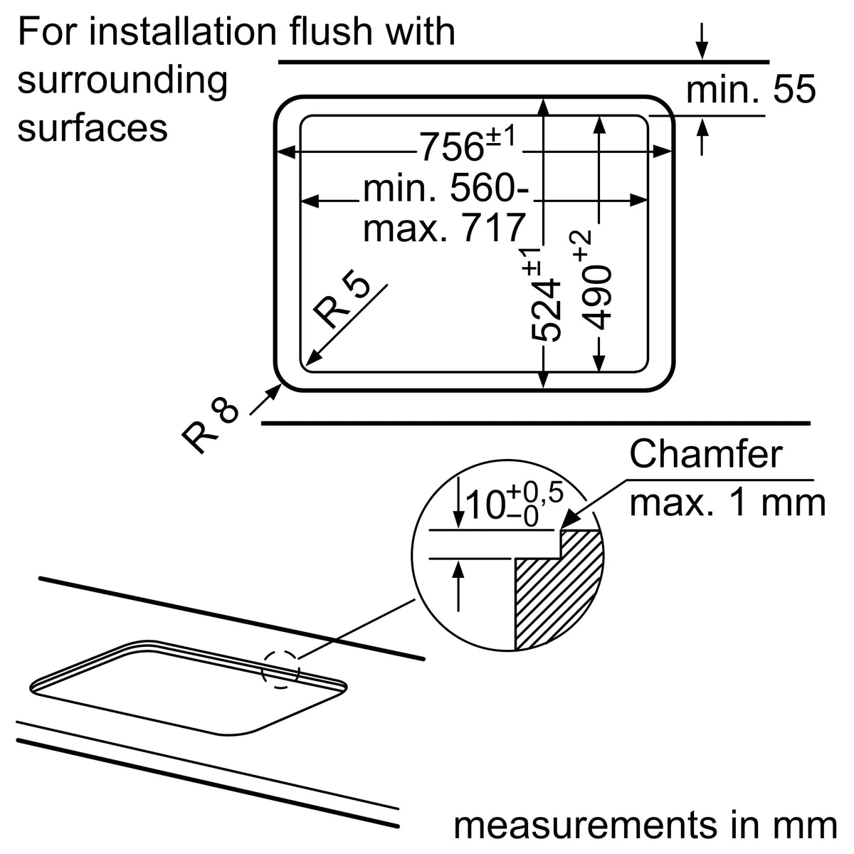 Bosch gas hob FlameSelect and burner control feature graphic
