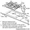 BOSCH PCQ7A5M90 Built In Gas Hob 75cm S.Steel Serie6