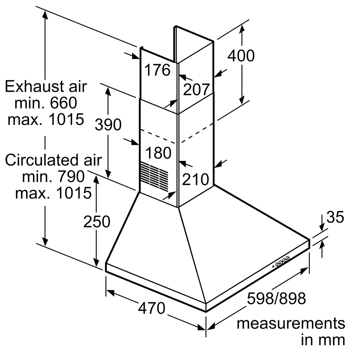 Bosch DWP94CC50T 90 cm cooker hood installation feature graphic