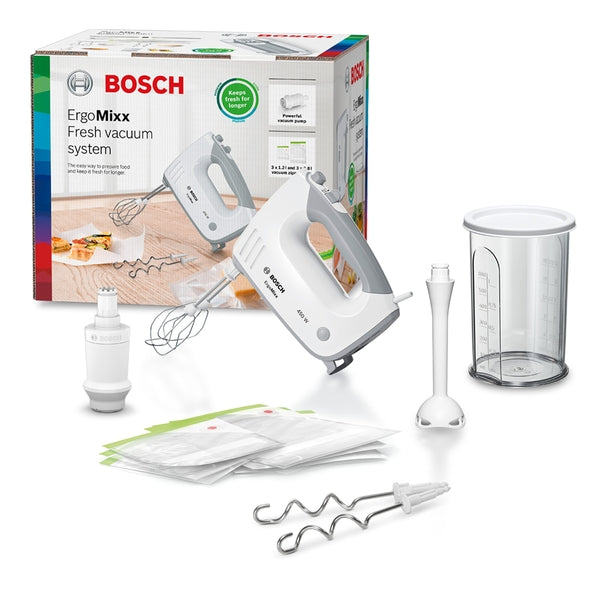 Bosch MFQ364V0 ErgoMixx Hand Mixer 450W with Fresh Vacuum System White main product image