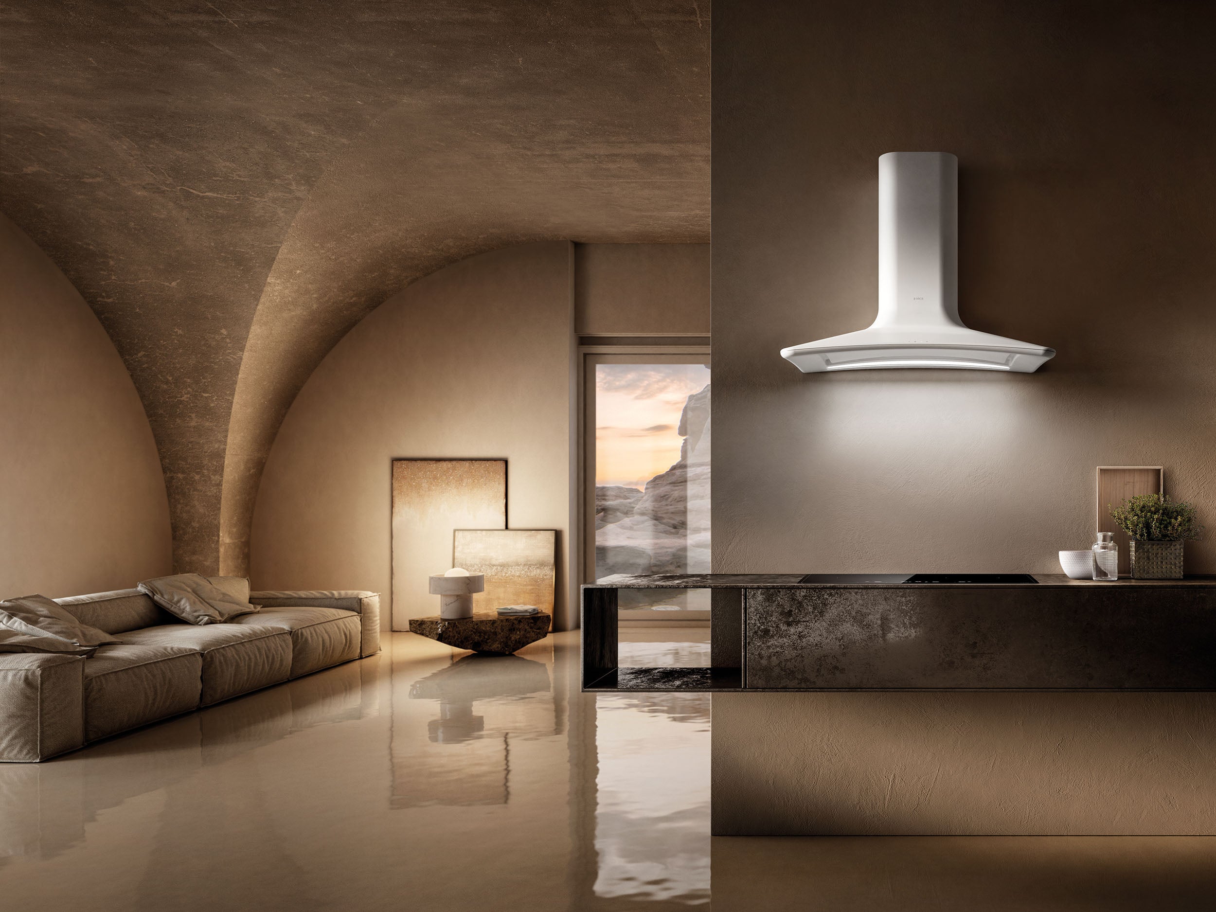 Elica SWEET IVORY F/85 85cm hood in ivory at Tahboub Appliances Jordan