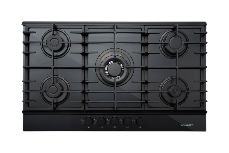 Built In Gas Hob 90cm Glass Black Cast Iron-THETA  A9501 SDF