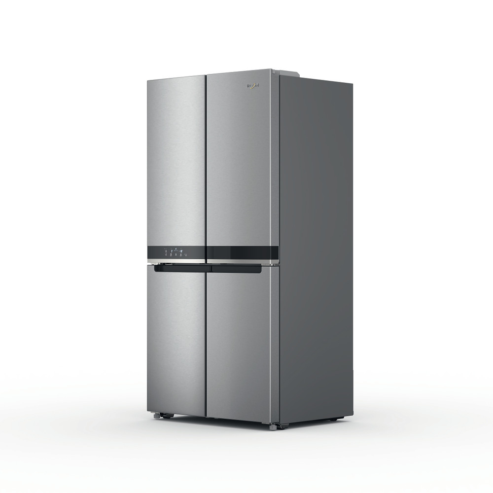 Whirlpool WQ9 B2L G EX 4-Door Fridge Freezer 91cm 677L Inox - Angled View