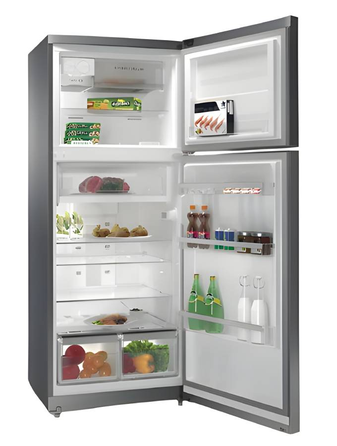 Whirlpool WTMF 700460 XNA Top Mount Fridge Freezer 450L No Frost Inox - Angled View