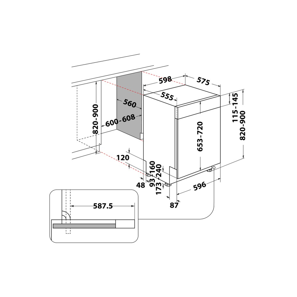Whirlpool WBC 3C34 PF X semi integrated dishwasher product image 14