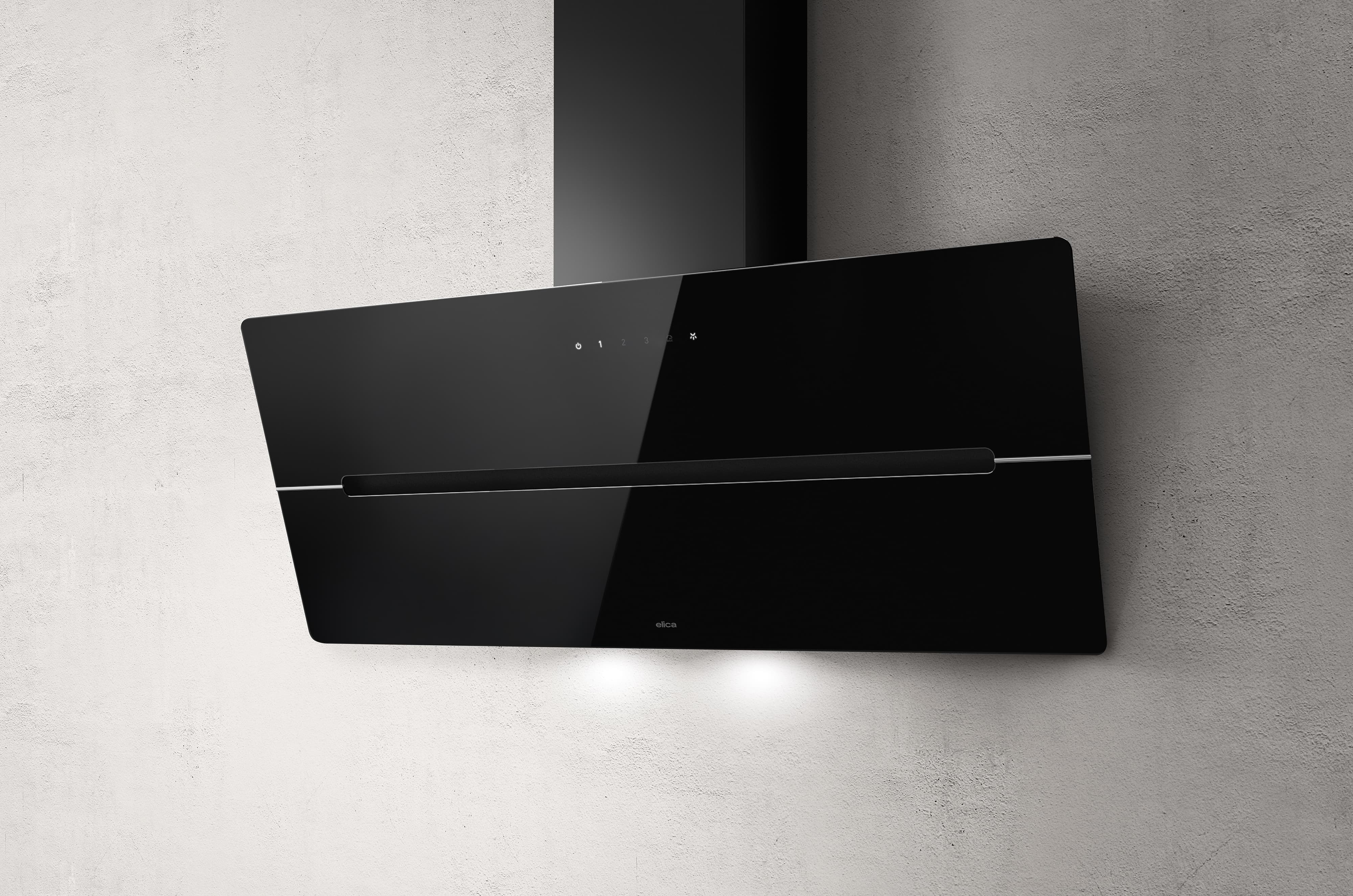 Elica WISE BL/A/90 90cm hood in black glass at Tahboub Appliances Jordan