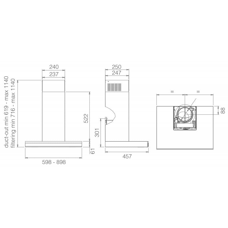 Elica ADELE @ BL MAT/A/90 Wall Hood 90cm 1000m/h3 Full Black PRF0199699