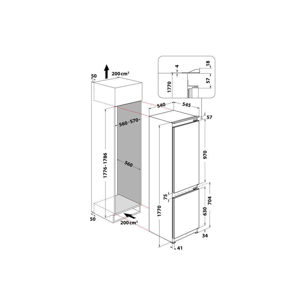 Whirlpool ART 6510/A+ SF Integrated Fridge Freezer 177cm 273L Fully Integrated - Lifestyle View
