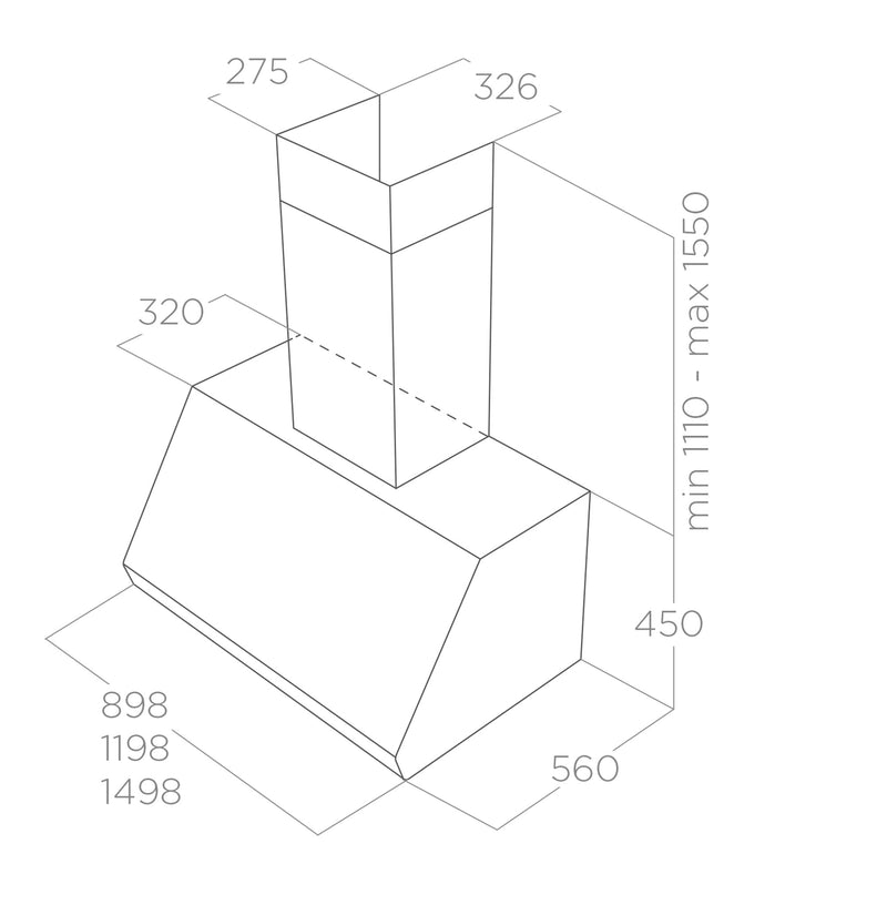 ELICA IX/150 Pro Europa Wall Hood 150cm 1250M3/H S.Steel
