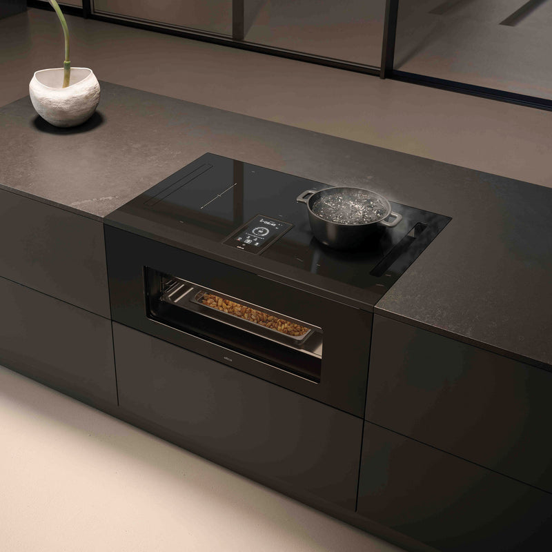 Induction Hob+Hood+Oven Combi Steam 90cm 1200m3/h 63Lit A+ Black