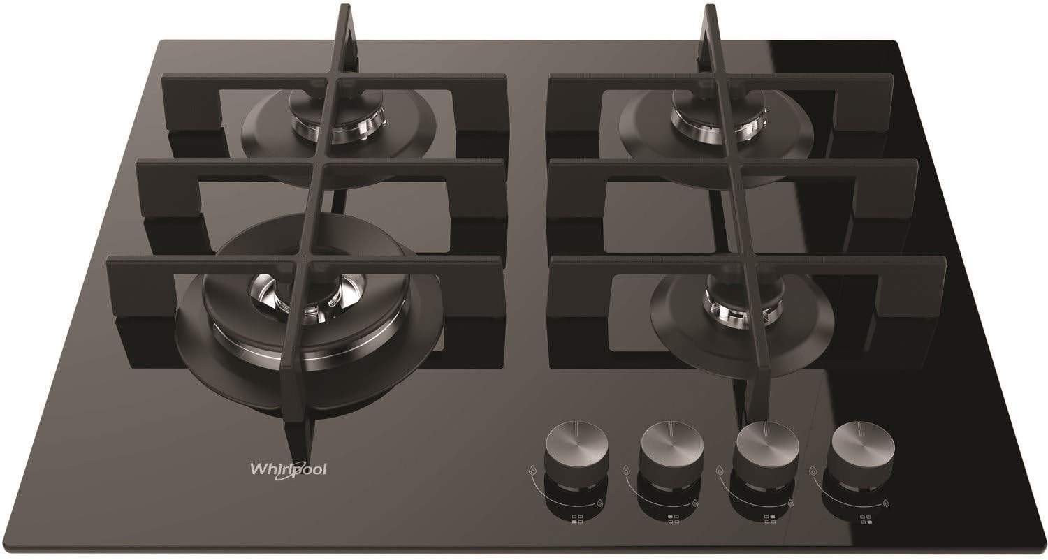 Whirlpool GOW 6423/NB gas on glass hob front view