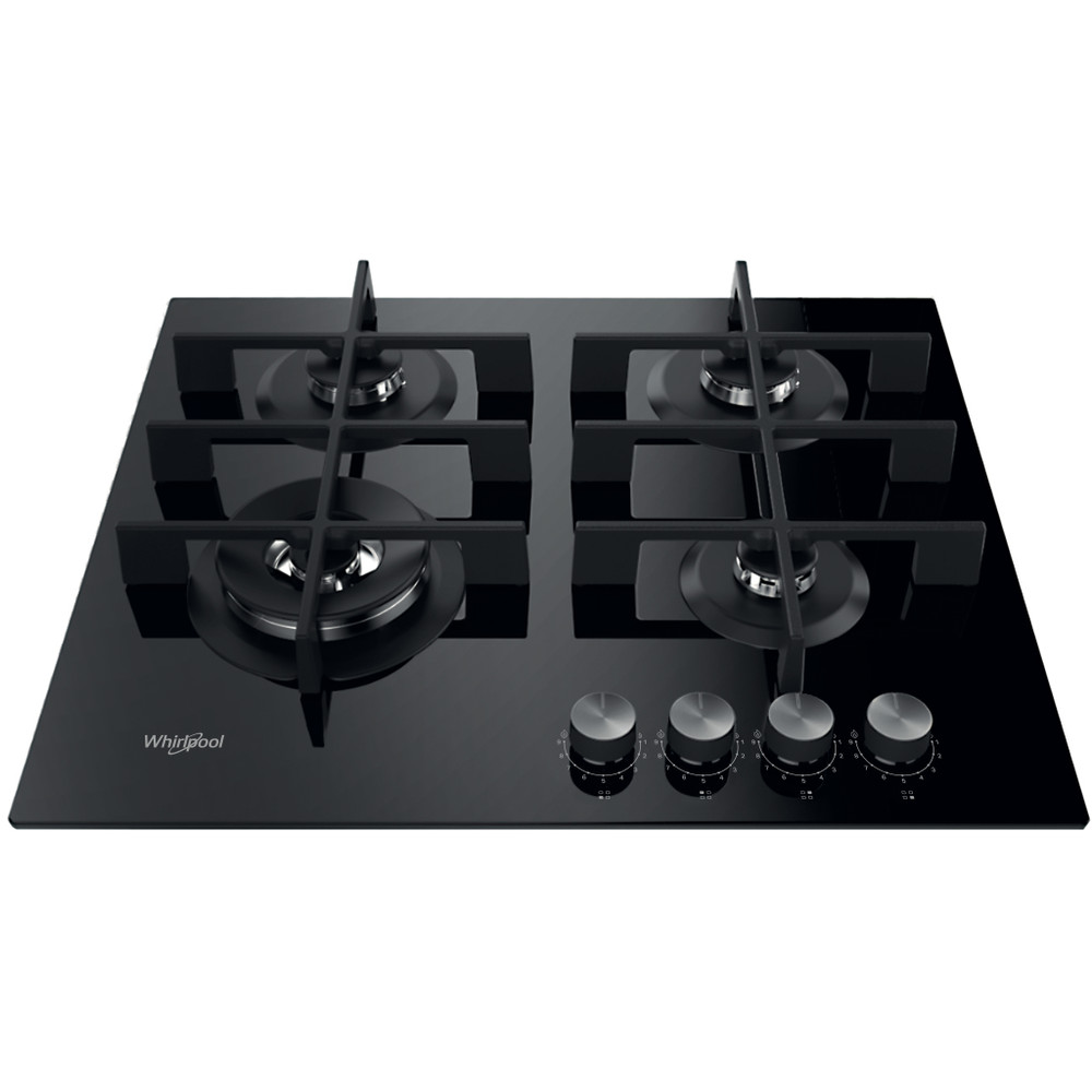 Whirlpool GOWL 628/NB gas on glass hob detail view