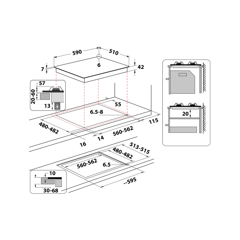 Whirlpool GOWL 628/NB gas on glass hob product image 8
