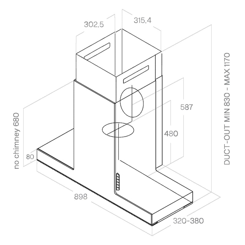 ELICA HAIKU BL/A/90 Wall Hood 90cm 1000m3/h Black Glass
