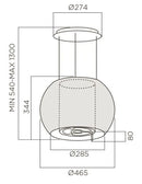 Elica STAR IX/F/47 Suspended Island Cooker Hood 47cm 550M3/H S.SteeL+Glass+Remote 02183/1