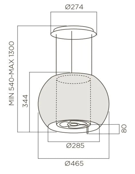 Elica STAR IX/F/47 Suspended Island Cooker Hood 47cm 550M3/H S.SteeL+Glass+Remote 02183/1